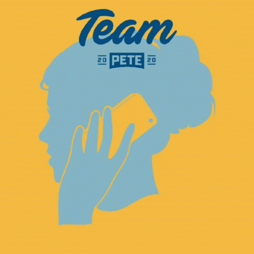 A Yellow And Blue Poster That Says Team Pete Help Us #Wintheera By Phone Banking GIF