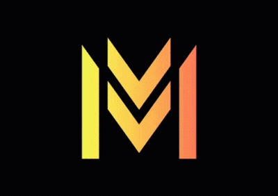 A Yellow And Orange Letter M Is On A Black Background GIF