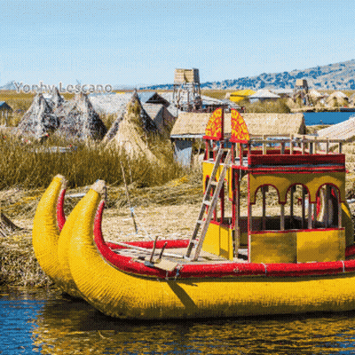 A Yellow And Red Boat With The Word Yonhy Lescano On The Bottom Right GIF
