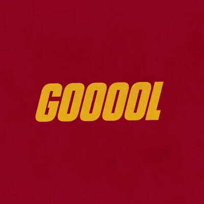 A Yellow And Red Sign That Says Goaal Goool Goaal GIF