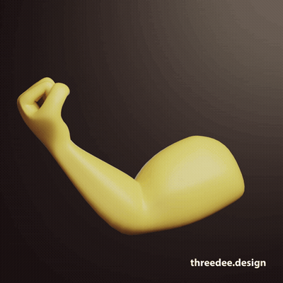 A Yellow Arm With The Words Threedee.design On The Bottom Right GIF