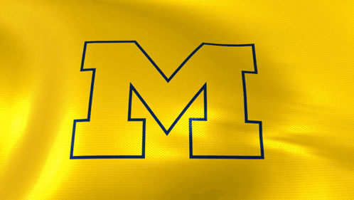 A Yellow Background With A Blue Letter M GIF