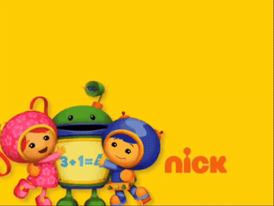 A Yellow Background With A Cartoon Character Holding A Robot That Says 3 + 1 = 4 GIF