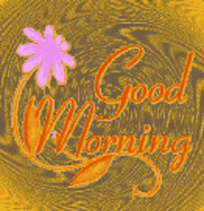 A Yellow Background With A Flower And The Words Good Morning GIF