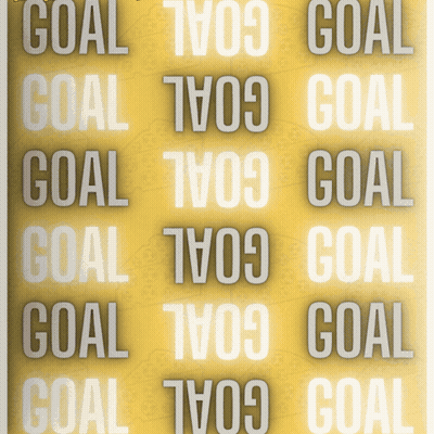 A Yellow Background With The Word Goal In White GIF