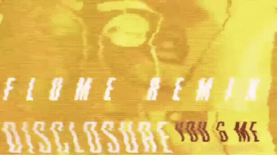 A Yellow Background With The Words Flume Remix Disclosure You & Me Written On It GIF