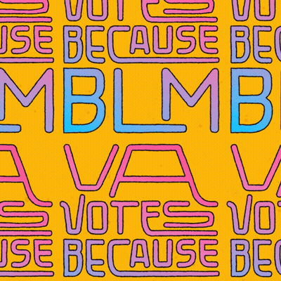 A Yellow Background With The Words " Vote Because Be " Written On It GIF