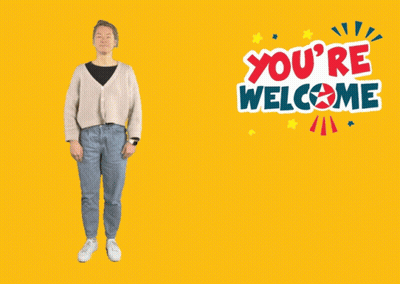 A Yellow Background With The Words You 'Re Welcome On It GIF