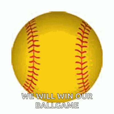 A Yellow Baseball With Red Stitching Says We Will Win Our Ball Game GIF