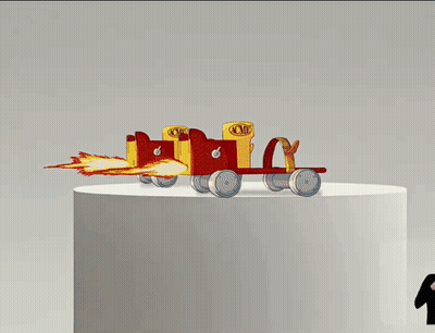 A Yellow Can Of Acme Tinta Invisivel Sits On A White Pedestal GIF