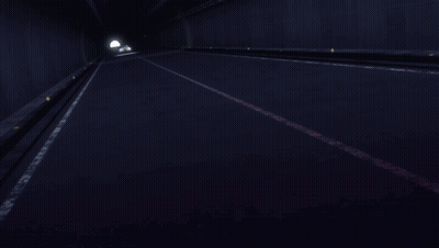 A Yellow Car With A License Plate That Says ' A ' On It Is Driving Through A Dark Tunnel GIF