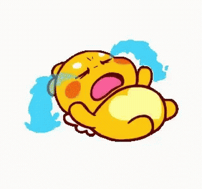A Yellow Cartoon Bear Is Crying With Tears Coming Out Of Its Eyes . GIF