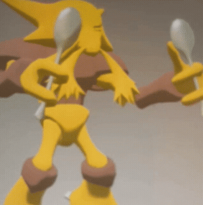 A Yellow Cartoon Character Holding A Spoon In His Hand GIF