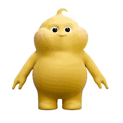 A Yellow Cartoon Character Is Flying Through The Air With Blue Wings Sticker