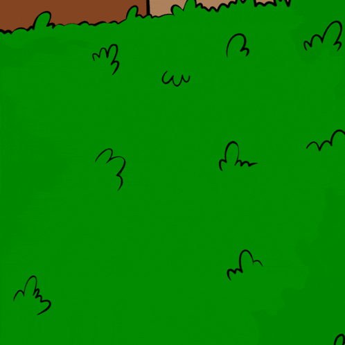 A Yellow Cartoon Character Is Hiding Behind A Lush Green Bush GIF