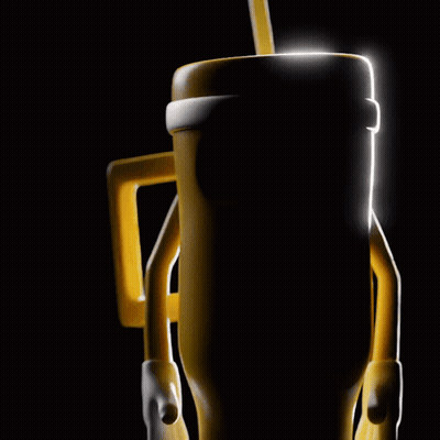 A Yellow Cartoon Character With A Straw And The Word Ta On Its Face GIF
