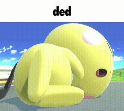 A Yellow Cartoon Character With The Word Ded On Top Of It GIF