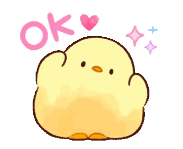 A Yellow Chick With A Pink Heart And The Word Ok Behind It Sticker