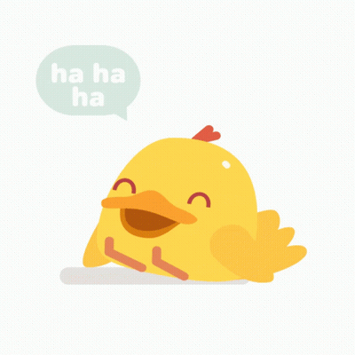 A Yellow Chicken With A Speech Bubble That Says " Ha Ha Ha " GIF