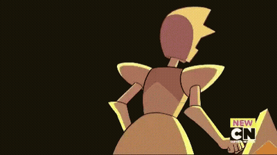 A Yellow Diamond From Steven Universe Is Being Attacked By A Lightning Bolt In A Cartoon . GIF