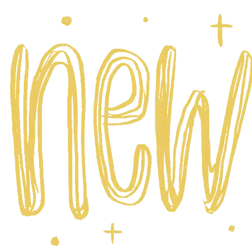 A Yellow Drawing Of The Word New Sticker