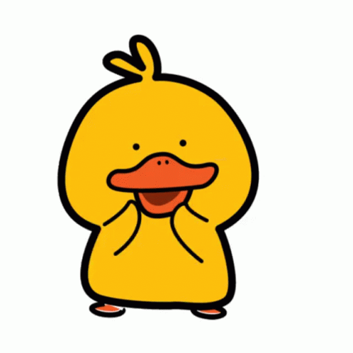 A Yellow Duck With A Heart On Its Head Is Saying Hello ! Hello ! GIF