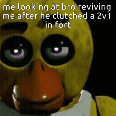 A Yellow Duck With Purple Eyes And A Red Beak Is Looking At The Camera GIF
