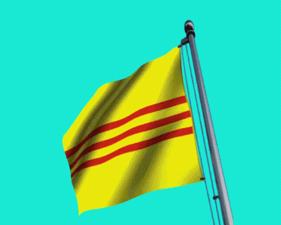 A Yellow Flag With Red Stripes On It GIF