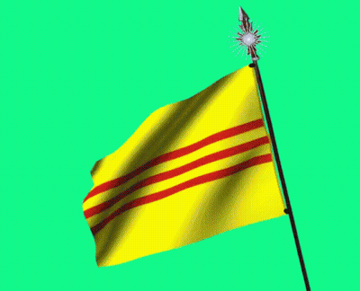 A Yellow Flag With Red Stripes On It GIF
