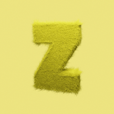 A Yellow Furry Letter Z Is On A Yellow Background GIF