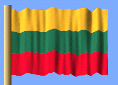 A Yellow Green And Red Flag Is Waving In The Wind Against A Blue Sky GIF