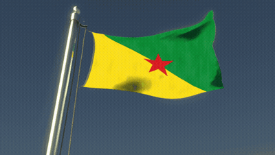 A Yellow Green And Red Flag With A Red Star On It GIF
