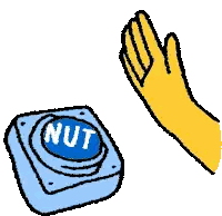 A Yellow Hand Is Reaching For A Nut Button Sticker