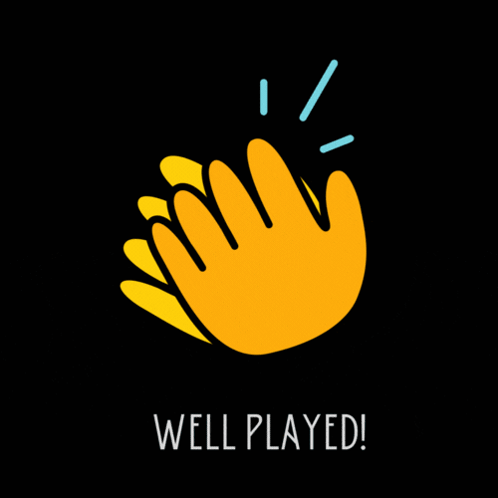 A Yellow Hand With The Words Well Played On The Bottom GIF