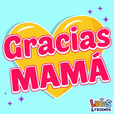 A Yellow Heart With The Words Gracias Mama Written Inside Of It GIF