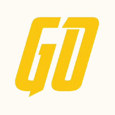 A Yellow Logo That Says Go On It GIF