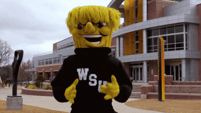 A Yellow Mascot Wearing A Black Sweater That Says Ws GIF