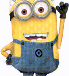 Yellow Minion Waving Hand In Blue Overalls GIF