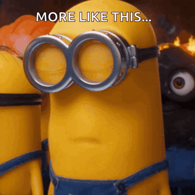 A Yellow Minion Wearing Goggles With The Words More Like This GIF