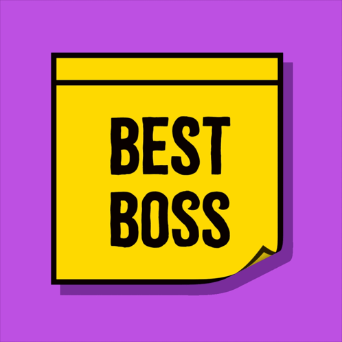 A Yellow Note That Says Best Boss On It GIF