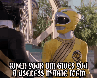 A Yellow Power Ranger Is Standing Next To A Black Power Ranger GIF