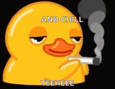 A Yellow Rubber Duck Is Smoking A Cigarette . GIF