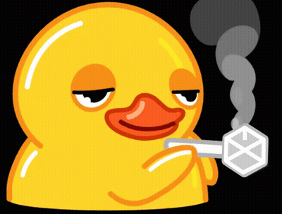 A Yellow Rubber Duck Is Smoking A Cigarette With Smoke Coming Out Of It GIF