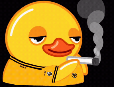 A Yellow Rubber Duck Smoking A Cigarette And Wearing A Jersey That Says Die Pack GIF