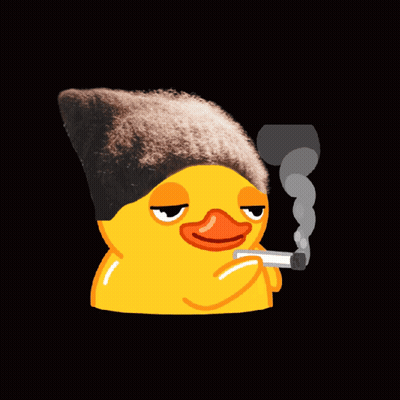 A Yellow Rubber Duck With A Black Hat Smoking A Cigarette GIF