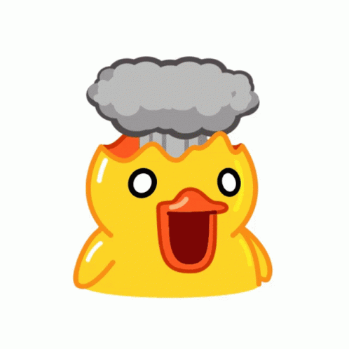 A Yellow Rubber Duck With A Cloud On Its Head GIF