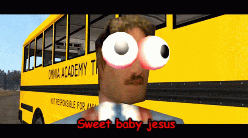 A Yellow School Bus That Says Omnia Academy Tn On The Side GIF