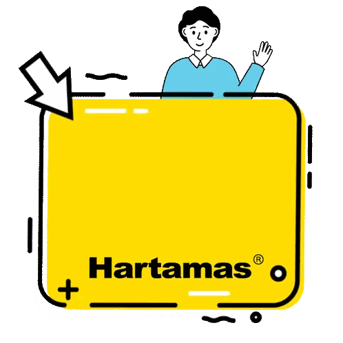 A Yellow Sign That Says Join Our Team Hartamas On It Sticker