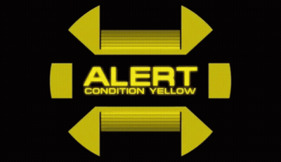 A Yellow Sign With The Words Alert Condition Yellow On It GIF