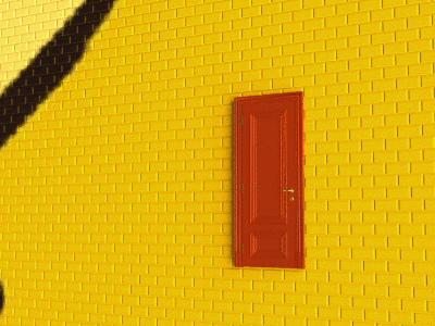 A Yellow Sign With Two Arrows Pointing In Opposite Directions On It GIF